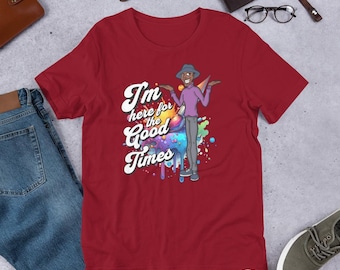 Jag är här för de goda tiderna retro t-shirt med grafisk design