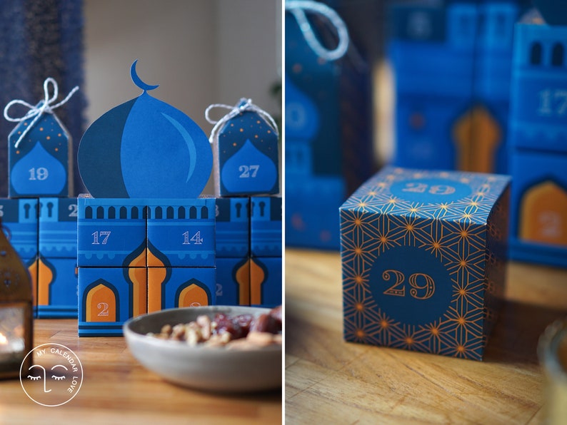 Ramadan Countdown Calendar Mosque to print, cut out & fill, 30 boxes incl. instructions as digital download in A4 and US Letter zdjęcie 7