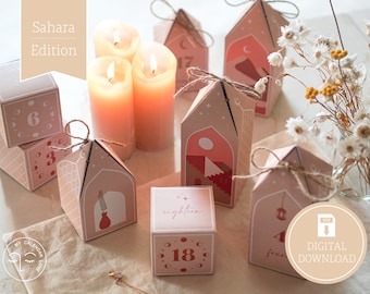 Advent Calendar "Sahara" to print, cut out & fill, 25 boxes incl. instructions as digital download in A4 and US Letter