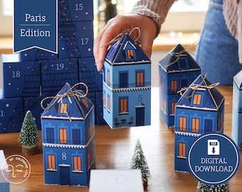 Adventskalender «Paris» zum Drucken, Ausschneiden & Befüllen, 25 Boxen inkl. Anleitung als digitaler Download in A4 und US Letter