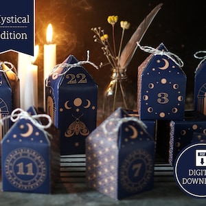 Advent Calendar &quot;Mystical&quot; to print, cut out & fill, 25 boxes incl. instructions as digital download in A4 and US Letter