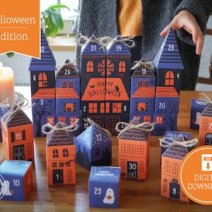 Calendário do Advento | Calendário de contagem regressiva "Halloween" para imprimir, recortar e preencher, 31 caixas incl. instruções como download digital em A4 / US Letter