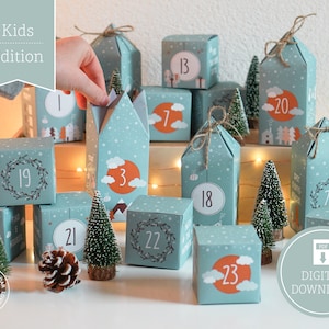 Advent Calendar "Kids" to print, cut out & fill, 25 boxes incl. instructions as digital download in A4 and US Letter