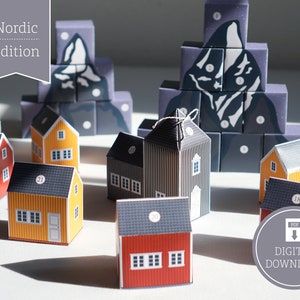 Advent Calendar "Nordic" to print, cut out & fill, 25 boxes incl. instructions as digital download in A4 and US Letter