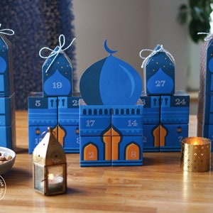 Ramadan Countdown Calendar Mosque to print, cut out & fill, 30 boxes incl. instructions as digital download in A4 and US Letter zdjęcie 4