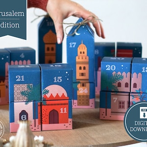 Advent Calendar "Jerusalem" to print, cut out & fill, 25 boxes incl. instructions as digital download in A4 and US Letter
