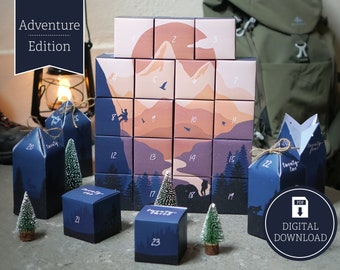 Advent Calendar "Adventure" to print, cut out & fill, 25 boxes incl. instructions as digital download in A4 and US Letter