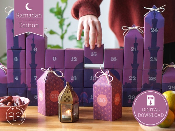 Calendrier Ramadan, 30 cases avec imprimé mosquée, chaque jour un petit  cadeau, 2 modèles disponibles