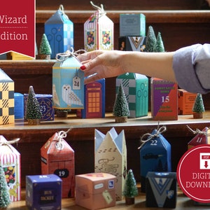 Advent Calendar "Wizard" to print, cut out & fill, 25 boxes incl. instructions as digital download in A4 and US Letter