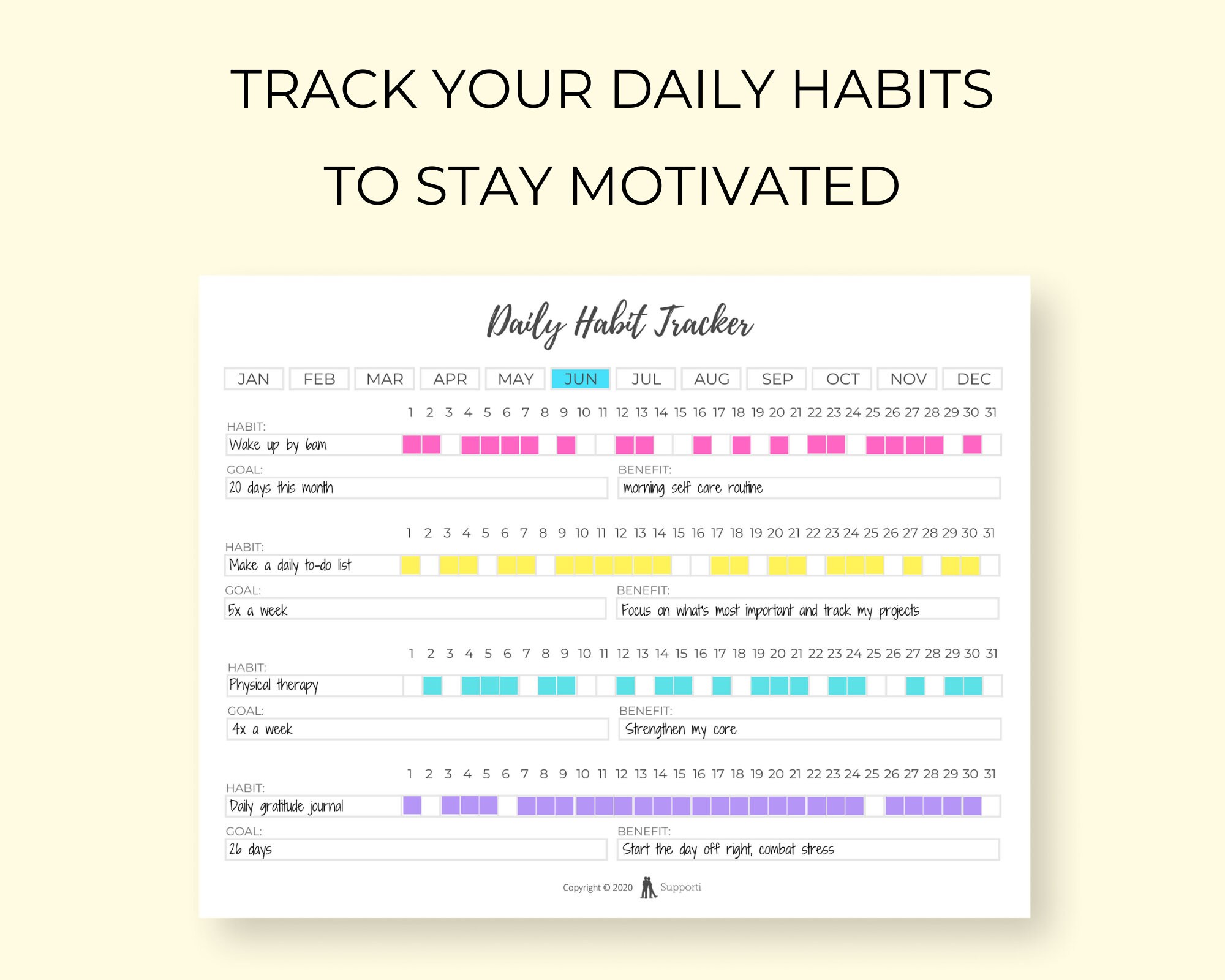 Daily Habit Tracker Printable PDF Instant Download Monthly Etsy UK