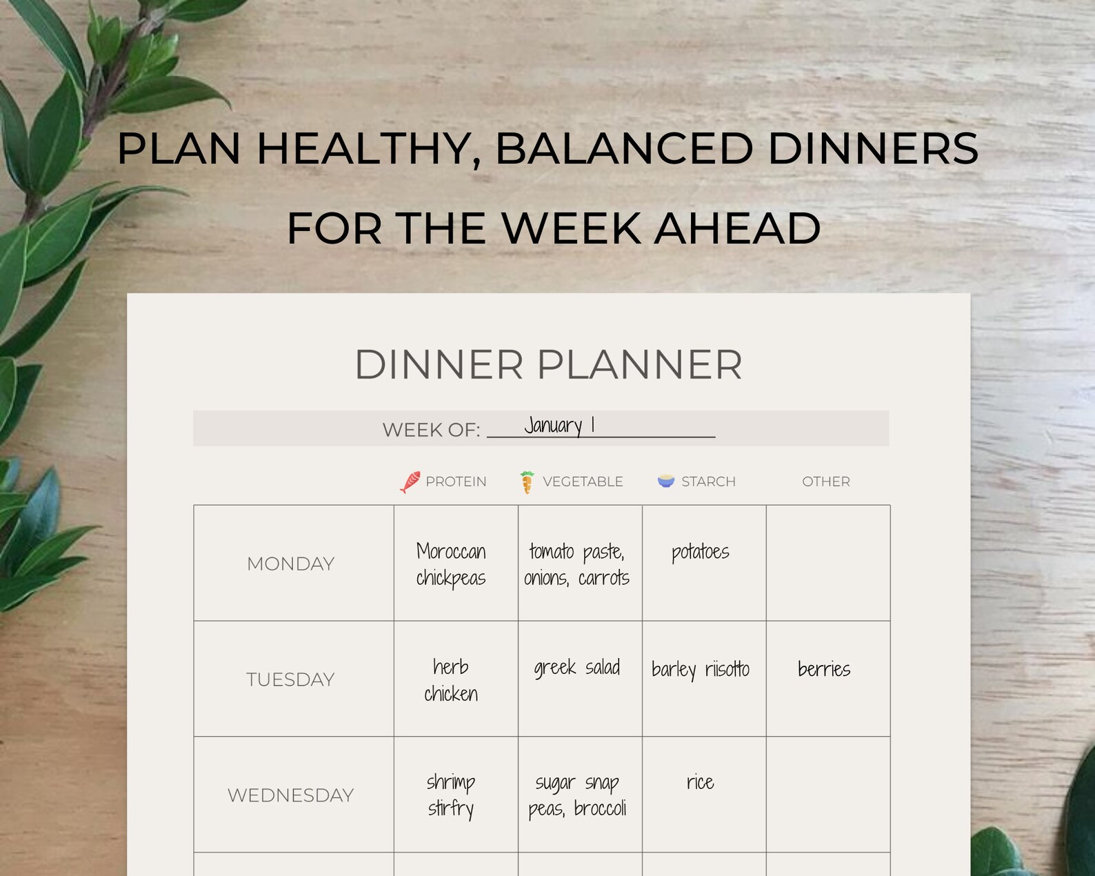 Dinner Planner Printable, Meal Planner, Weekly Dinner Planner, Dinner