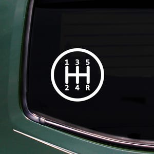Stick Shift Symbol Vinyl Sticker - 5 Speed Manual Car Decal