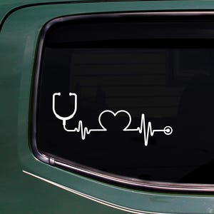 Stethoscope Heartbeat Vinyl Sticker - Nurse Life Car Decal - Medical Sticker