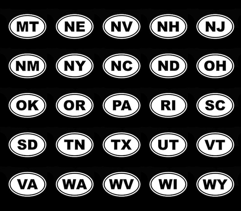 State Oval Decal chose your state