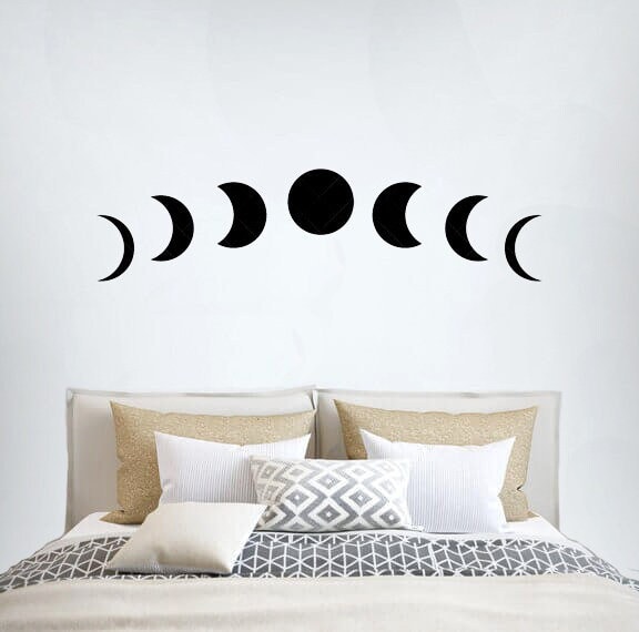 PVC Wall Sticker Half Moon Half Sun Overlapping Human Face Pattern Vinyl  Wall Decals Romantic Wall Art Sticker 