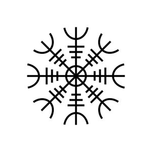Peut inclure: Une illustration en noir et blanc d'un Vegvisir, un symbole directionnel nordique, également connu sous le nom de "chercheur de chemin".