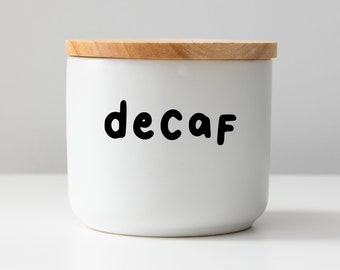 Etichetta per barattolo di decaffeinato - Decalcomania da cucina con fondi di caffè