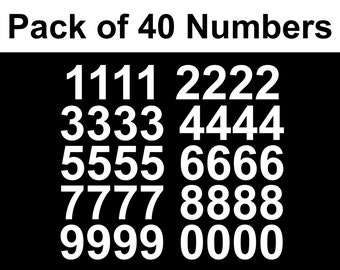Set of 40 vinyl sticker Numbers Arial font