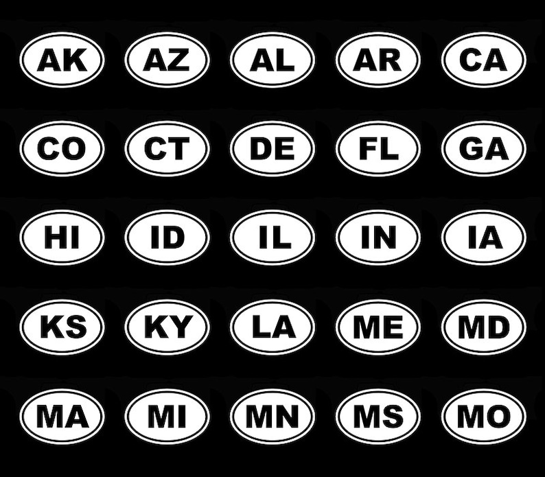 State Oval Decal chose your state
