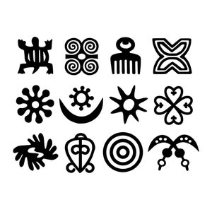 Adinkra Symbols Set of 12 Vinyl Stickers - African Symbol Decals