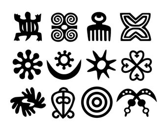 Adinkra Symbols Set of 12 Vinyl Stickers - African Symbol Decals