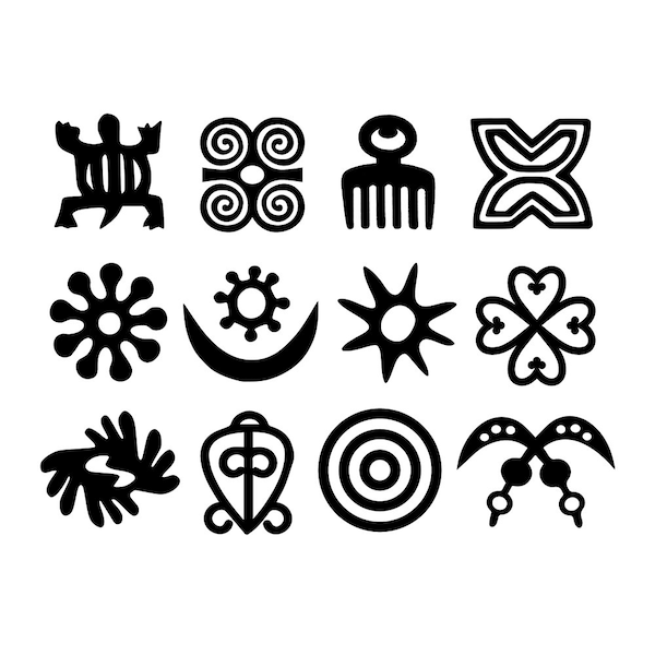 Adinkra Symbols Set of 12 Vinyl Stickers - African Symbol Decals