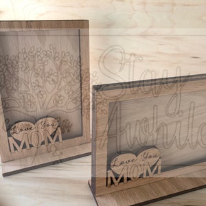 Love You Mom Frame 4x6 Mother&#39;s Day Laser Cut File for Glowforge Projects Laser Cutting Download Portrait and Landscape