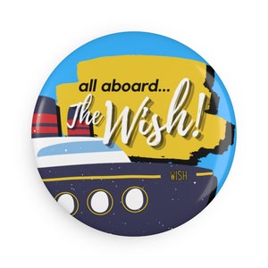 Disney Cruise Line - Round Magnets - Disney Wish (Available in 1 or 10 pcs - Perfect Fish Extender Gifts!)