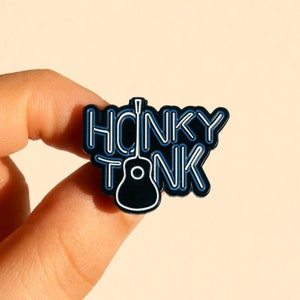 Blue Neon Honky Tonk Enamel Pin: Glow-in-the-Dark Nashville Accessory