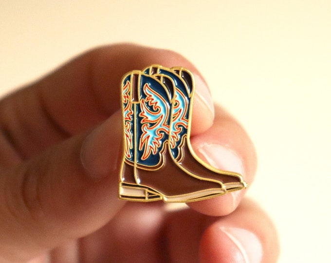 Cowboy Boots Soft Enamel Pin Badge - Country Music Gift - Western - Cowgirl