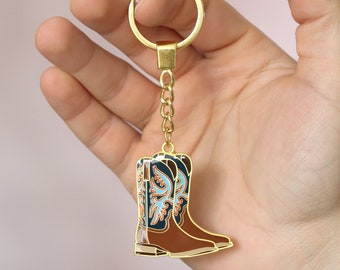 Cowboy Boots Enamel Keychain - Country Music Gift - Western - Cowgirl