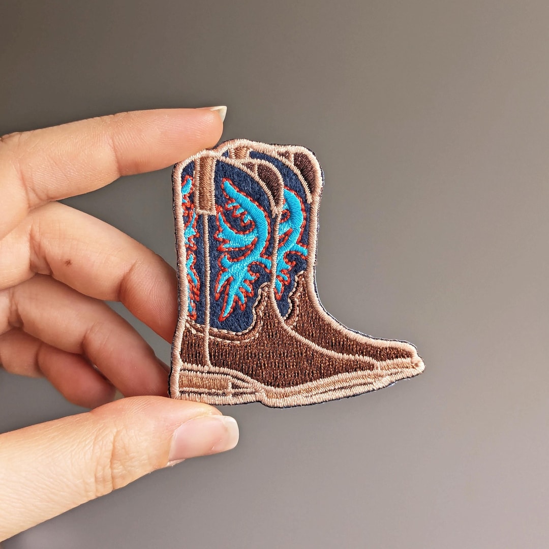 Cowboy Boots Iron on Patch - Embroidered Western Appliqué for Denim - Etsy