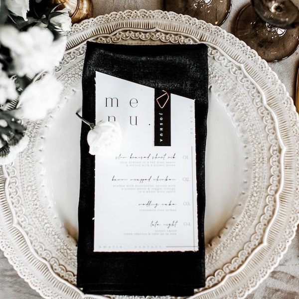 The Amira Menu + Meal/Name Card | Wedding Menu | Dinner Menu