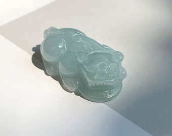 Natural Burmese Jadeite Pixiu Pendant, Genuine Grade A Jadeite Jade Pixiu Pendant, Green Jadeite Pixiu Carving, Carved Jadeite Jade Jewelry