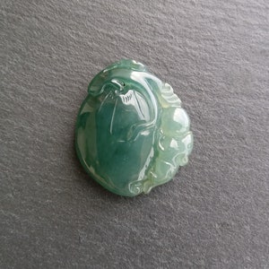 Genuine Jadeite Jade Pendant, Natural Grade A Burmese Jadeite Jade, Jade Carving, Green Jadeite Jade, Jade Carved Peach Charm, Lucky Charm