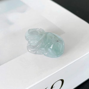 Carved Ox Genuine Jadeite Jade Pendant, Natural Grade A Burmese Jadeite Pendant, Jade Carving, Green Jadeite, Jade Stone Pendant Ox Talisman