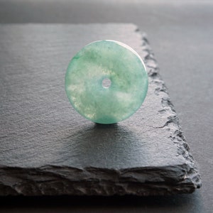 24mm Natural Burmese Jadeite Donut Pendant, Grade A Green Jadeite Donut Pendant, Jadeite Jade Donut, Jadeite Pi Stone, Jadeite Disc Pendant