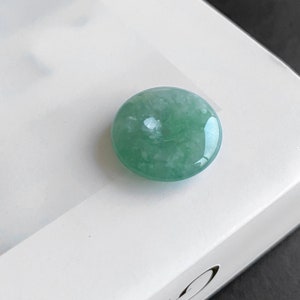 18mm Natural Burmese Jadeite Donut Pendant, Genuine Green Jadeite Donut Pendant, Jadeite Jade Donut, Jadeite Pi Stone, Jadeite Disc Pendant