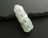 Natural Icy Jadeite Bamboo Pendant - Genuine Burmese Jadeite Pendant, Natural Jade Carving, Jadeite Jade Pendant, Icy Jadeite Carved Pendant