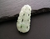 Lucky Bamboo Jadeite Pendant - Genuine Natural Grade A Jadeite Jade Pendant, Jade Carving Pendant, Green Jadeite, Good Luck Jade Pendant