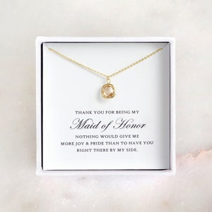 Trauzeugin Geschenk - Gold Glas Halskette, Trauzeugin Halskette/ Trauzeugin Schmuck & Dankes-Karte/ Trauzeugin Dankeschön