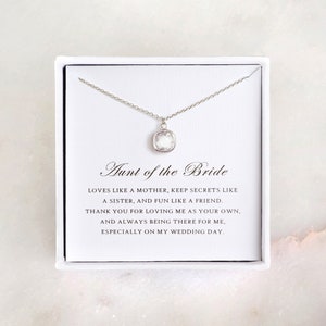 Tante der Braut Geschenk Halskette - Silber Glas Halskette, Tante Hochzeitsgeschenk / Tante Geschenk / Tante Schmuck / Dankeschön Geschenk / Geschenkidee für Tante
