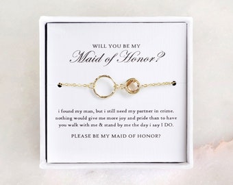 Trauzeugin Vorschlag - Gold Eternity Armband, Trauzeugin Armband/ Trauzeugin Geschenk/ Will You Be My Maid of Honor/ Brautjungfer Geschenk