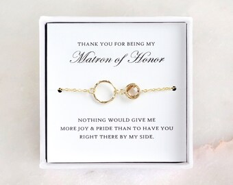 Matron of Honor Gift - Gold Eternity Bracelet, Matron of Honor Bracelet/ Matron of Honor Gifts/ Wedding Day Matron of Honor Thank You Gift
