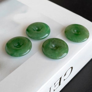 16mm Natural Burmese Grade A Jadeite Donut Pendant, Green Jadeite Donut, Jadeite Jade, Jadeite Pi, Jadeite Disc Beads, Green Jade Pi Stone