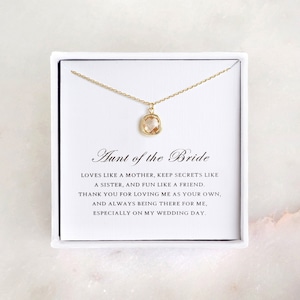 Aunt of the Bride Gift Necklace - Gold Glass Necklace, Aunt Wedding Gift/ Aunt Gift/ Aunt Jewelry/ Thank You Gift/ Gift Idea for Aunt
