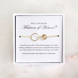 Matron of Honor Proposal - Gold Eternity Bracelet, Matron of Honor Gift/ Matron of Honor Bracelet/ Will You Be My Matron of Honor Card