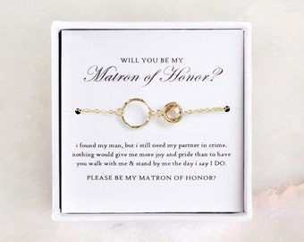 Matron of Honor Proposal - Gold Eternity Armband, Matron of Honor Geschenk/ Matron of Honor Armband/ Will You Be My Matron of Honor Card