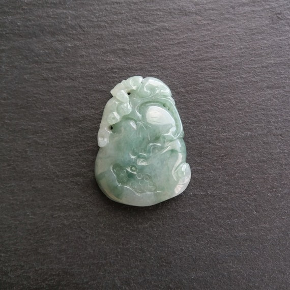Jadeite Pendant - Natural Burmese Jadeite Carved Pendant, Genuine Grade A Jadeite Pendant, Jade Carving, Green Jadeite Jade Carved Jewelry