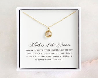 Mother of the Groom Gift from Son - Gold Glass Necklace, Mother of Groom Gift from Son/ Gift for Mother of Groom/ Mother of the Groom Gifts